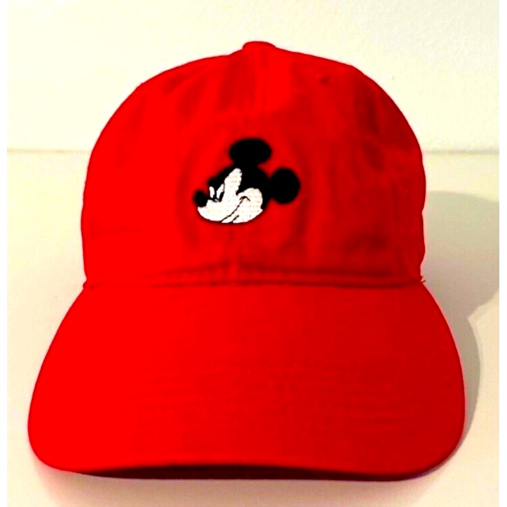 Disney Adult Mickey Mouse  Baseball Cap  Red       Adjustable Strap  100% Cotton - Picture 1 of 5